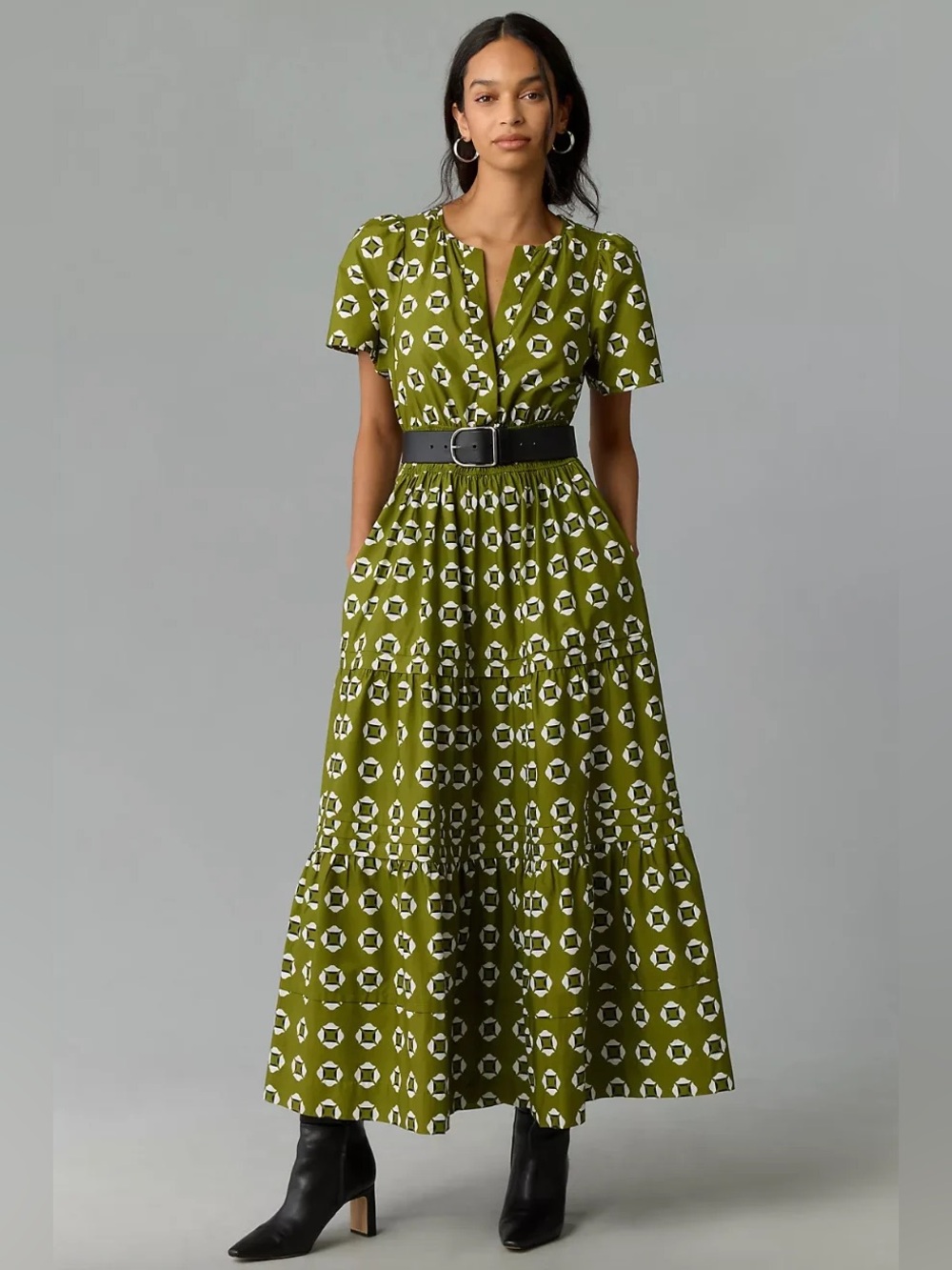 Anthropologie Somerset Olive Green Maxi Dress size medium